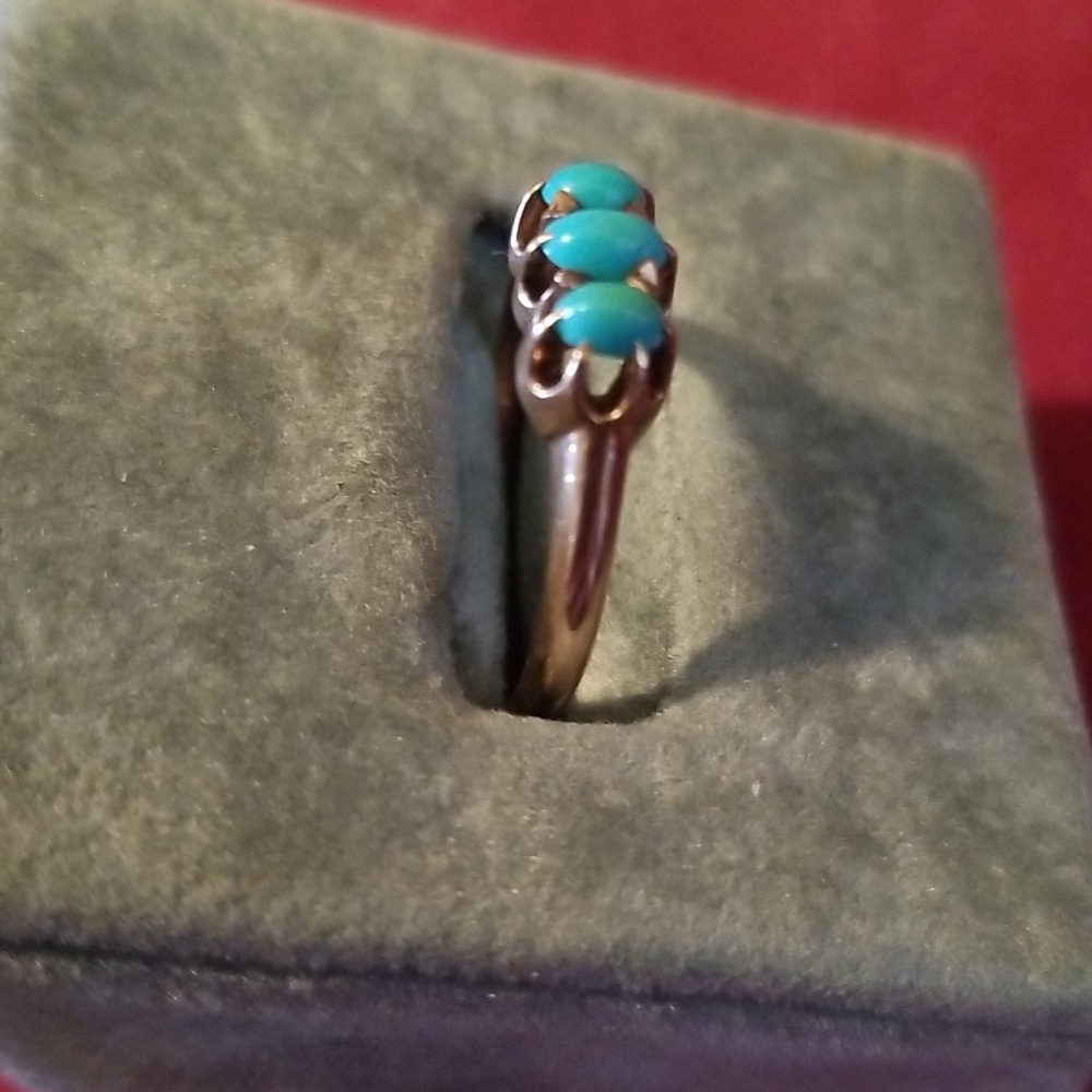 Antique Victorian 10k Rose Gold Persian Turquoise Ring 6.5 - Picture 2 of 6